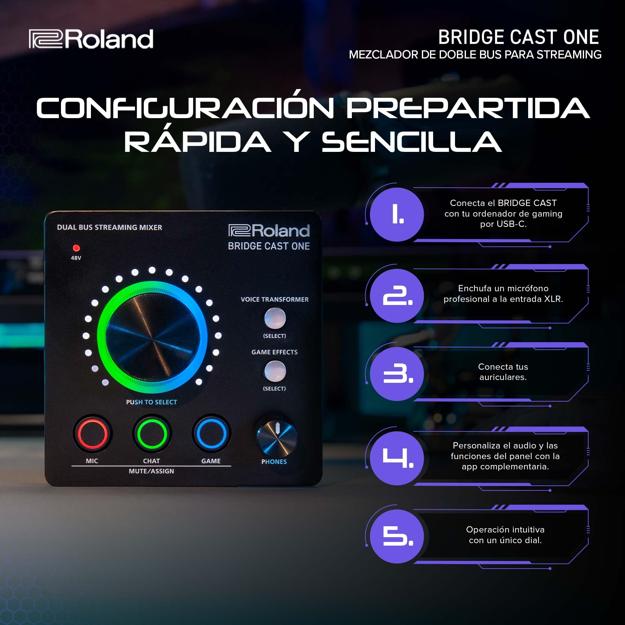 Roland Mezclador de doble bus para streaming BRIDGE CAST ONE